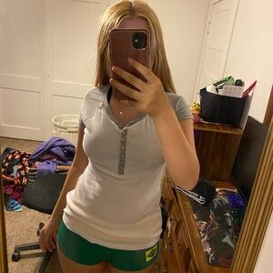 Gray Women's Henley Top